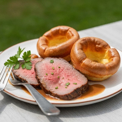 Yorkshire pudding served with roast beef