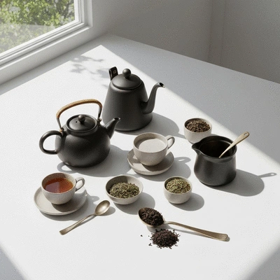 Ingredients and tools for brewing tea