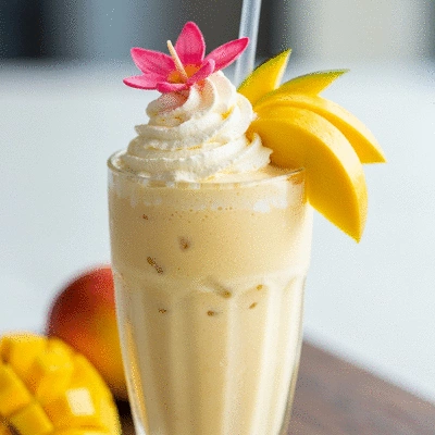 Mango milkshake presentation