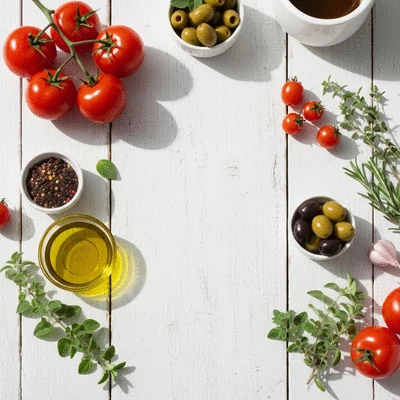 Mediterranean breakfast ingredients