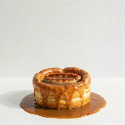 Toad in the Hole dish with sausages and Yorkshire pudding