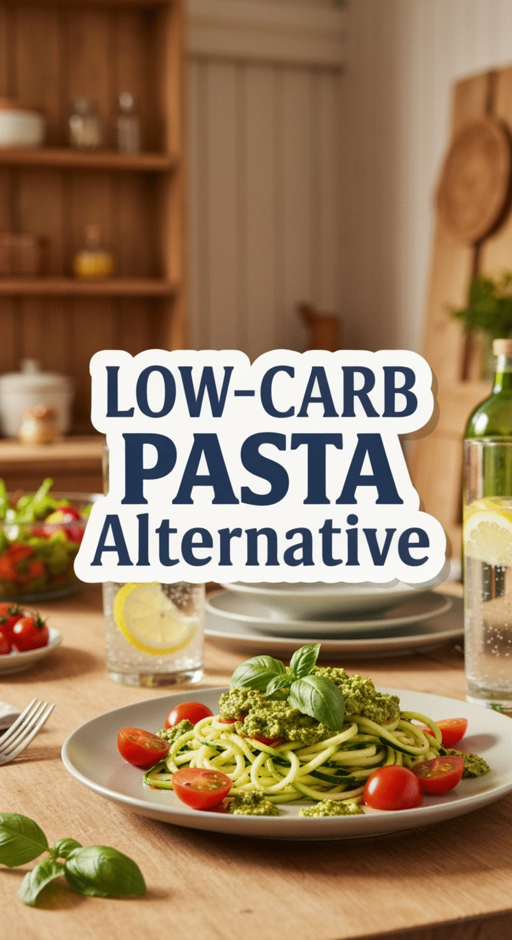 Zucchini Noodles with Pesto & Cherry Tomatoes: Low-Carb Pasta Alternative